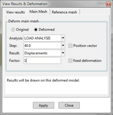 Windows --&gt; View result window with the deformation options.